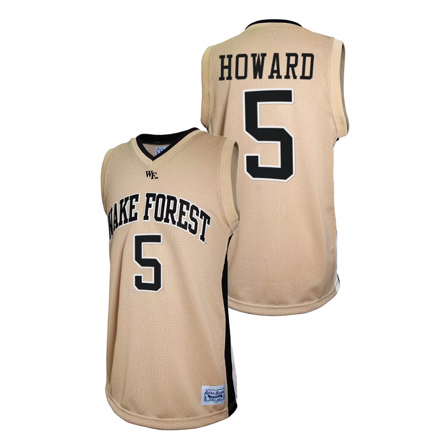 men wake forest demon deacons josh howard retro basketball gold jersey