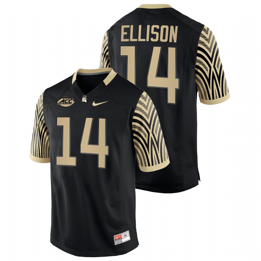 men wake forest demon deacons justice ellison 2021 22 college football black jersey