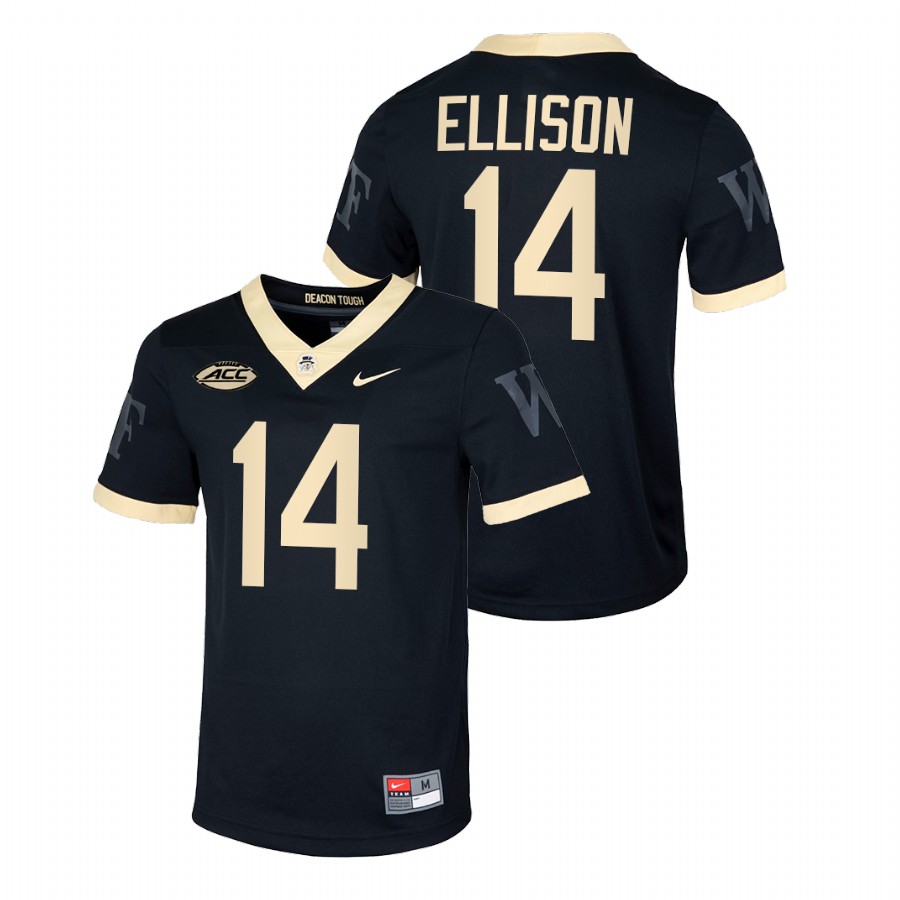 men wake forest demon deacons justice ellison 2021 22 football untouchable black jersey