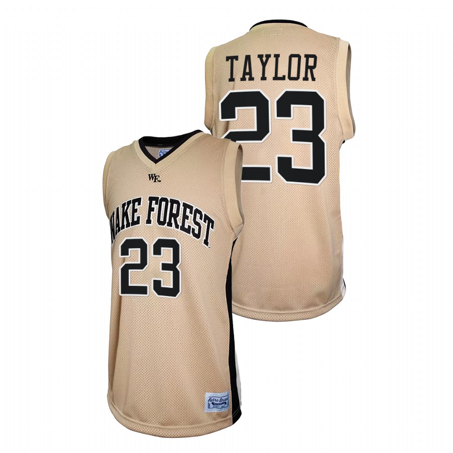 men wake forest demon deacons lucas taylor retro basketball gold jersey