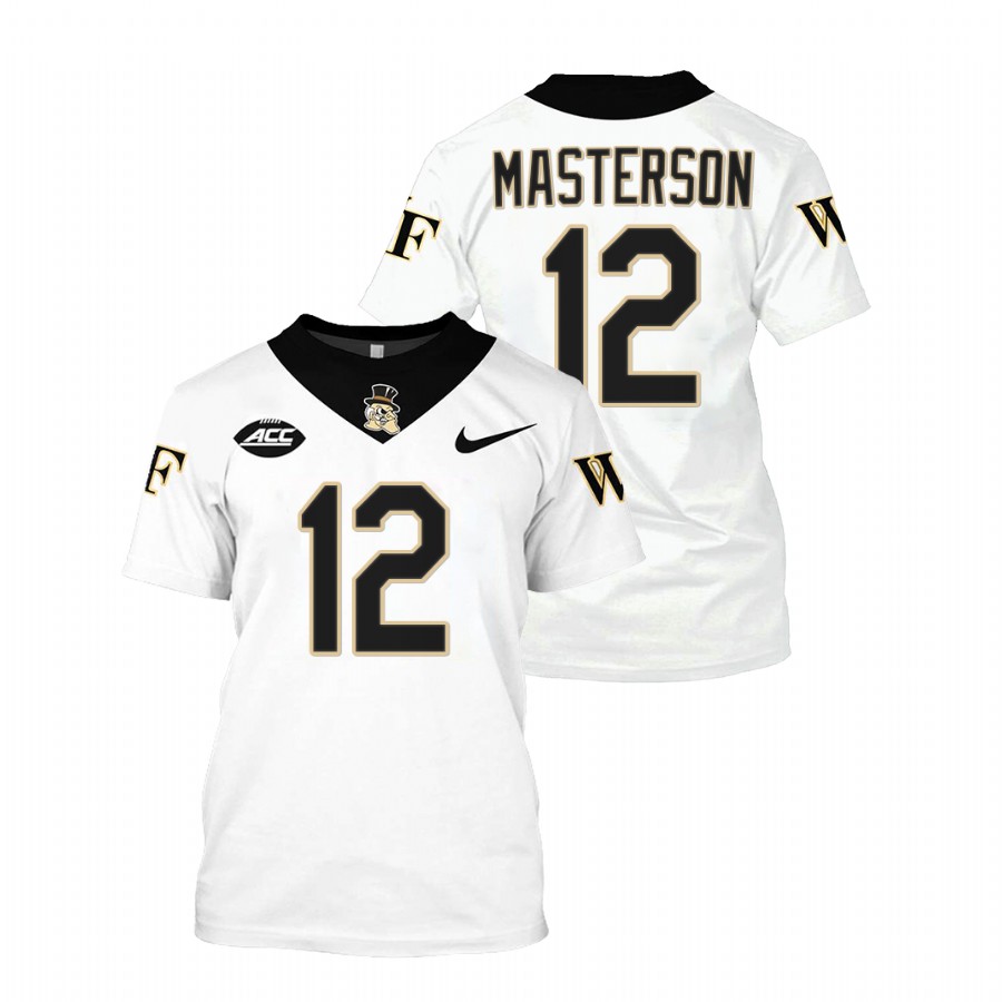 men wake forest demon deacons luke masterson white college football replica jersey shirt