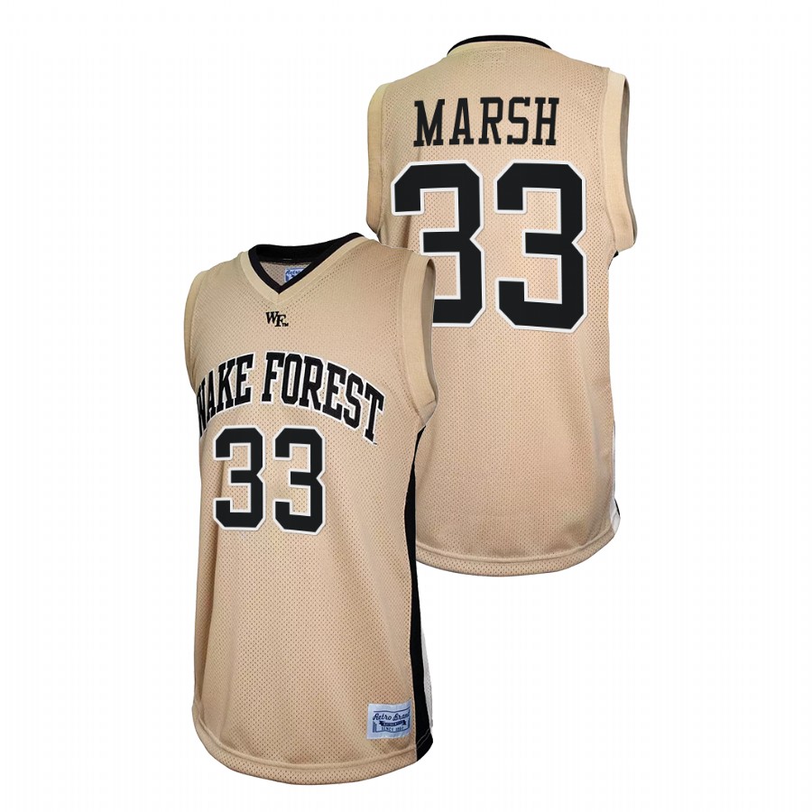 men wake forest demon deacons matthew marsh retro basketball gold jersey