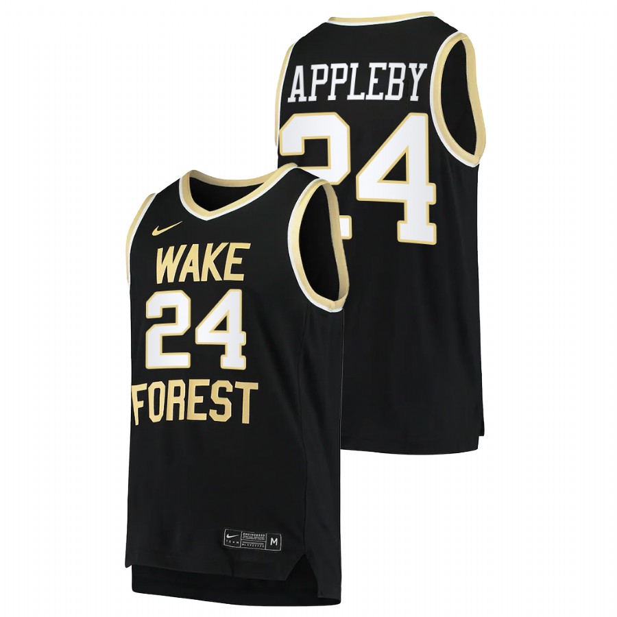 men wake forest demon deacons tyree appleby college basketball black jersey