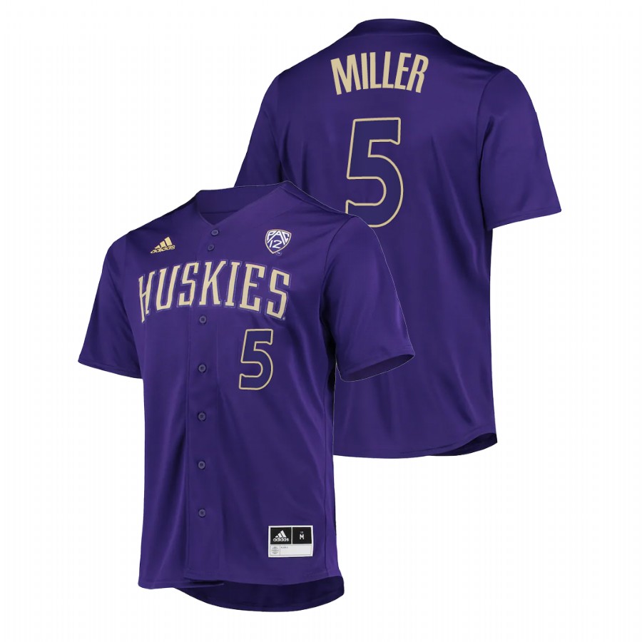 men washington huskies cole miller purple college baseball button up jersey