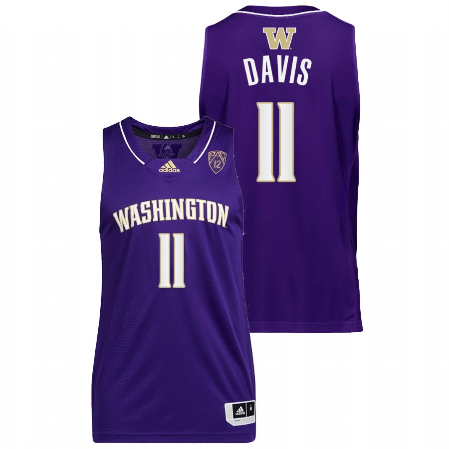 men washington huskies daejon davis 2022 college basketball purple jersey