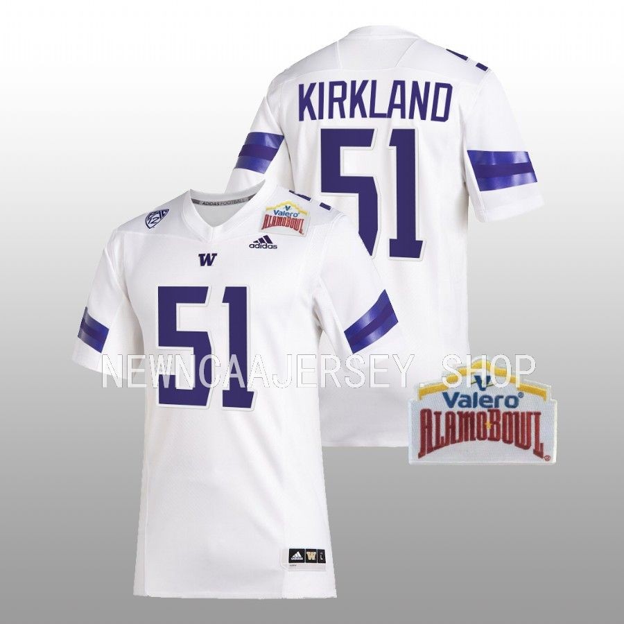 men washington huskies jaxson kirkland college football 2022 alamo bowl white jersey