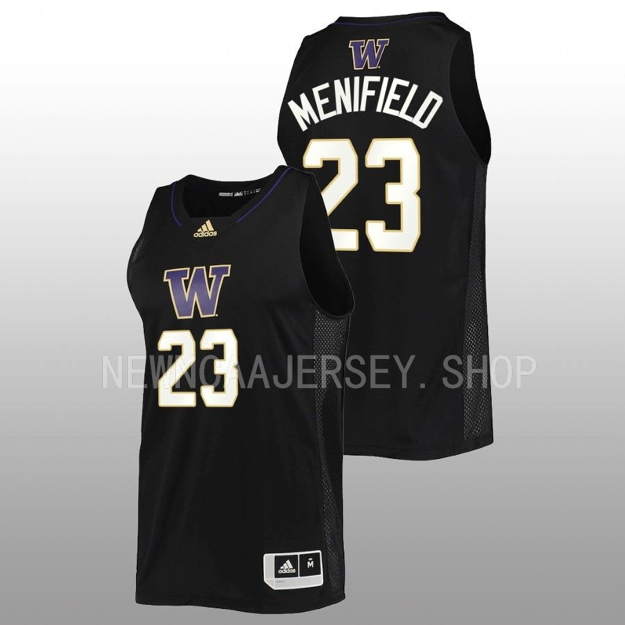 men washington huskies keyon menifield 2022 23 swingman basketball black jersey