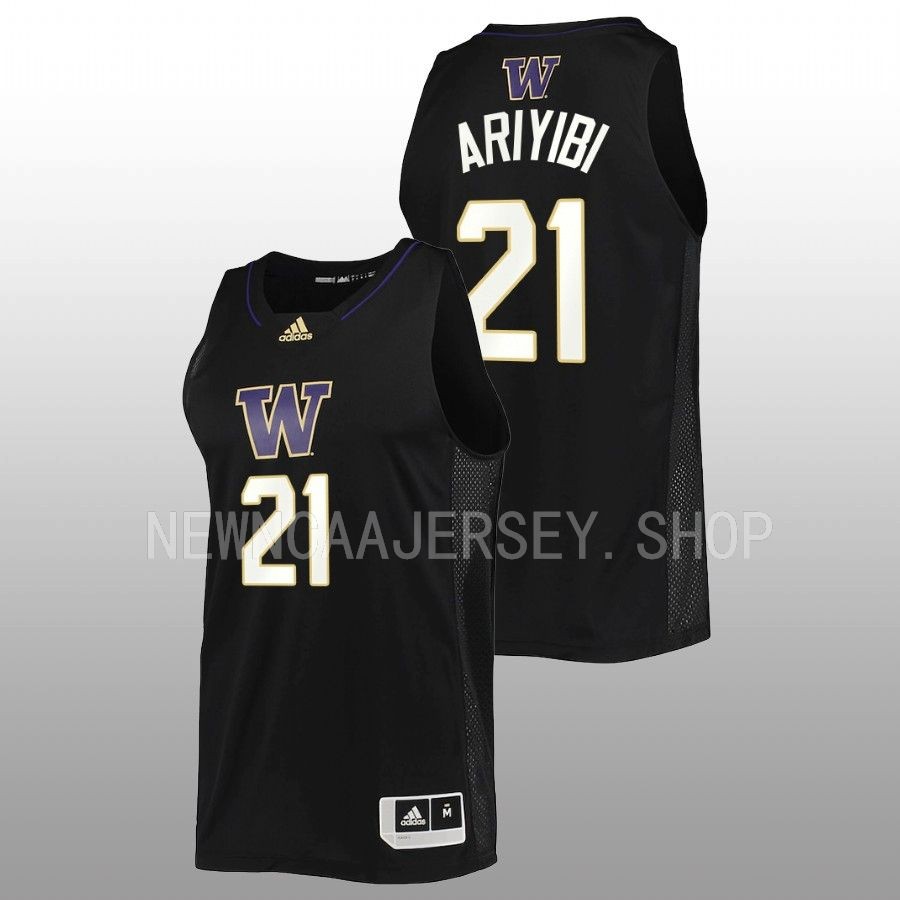 men washington huskies samuel ariyibi 2022 23 swingman basketball black jersey