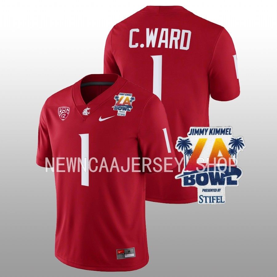 men washington state cougars cameron ward college football 2022 la bowl crimson jersey