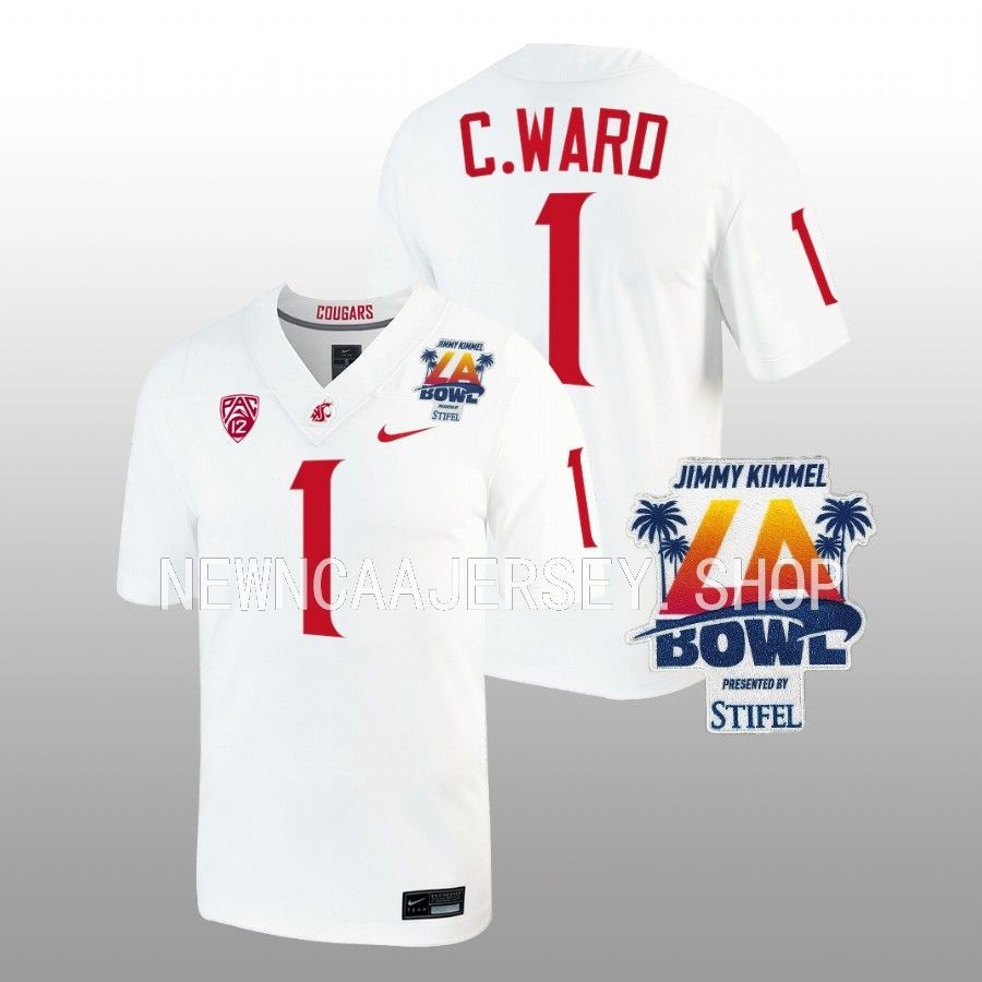 men washington state cougars cameron ward white 2022 la bowl college football jersey