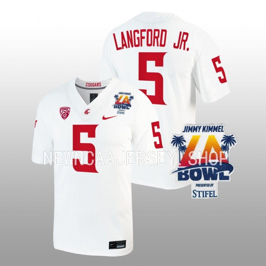 men washington state cougars derrick langford jr. white 2022 la bowl college football jersey