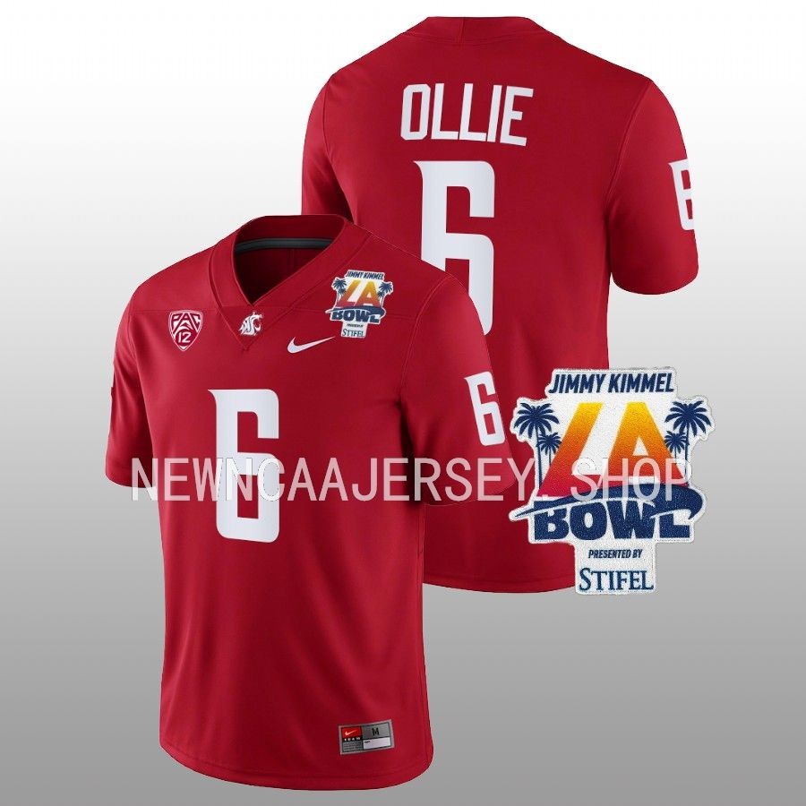 men washington state cougars donovan ollie college football 2022 la bowl crimson jersey