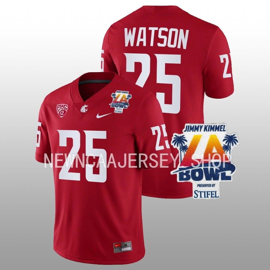 men washington state cougars nakia watson college football 2022 la bowl crimson jersey