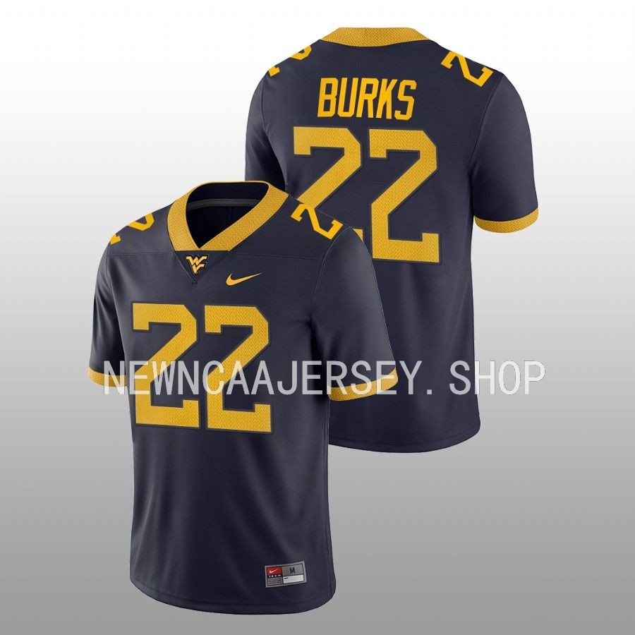 men west virginia mountaineers aubrey burks game college football navy jersey
