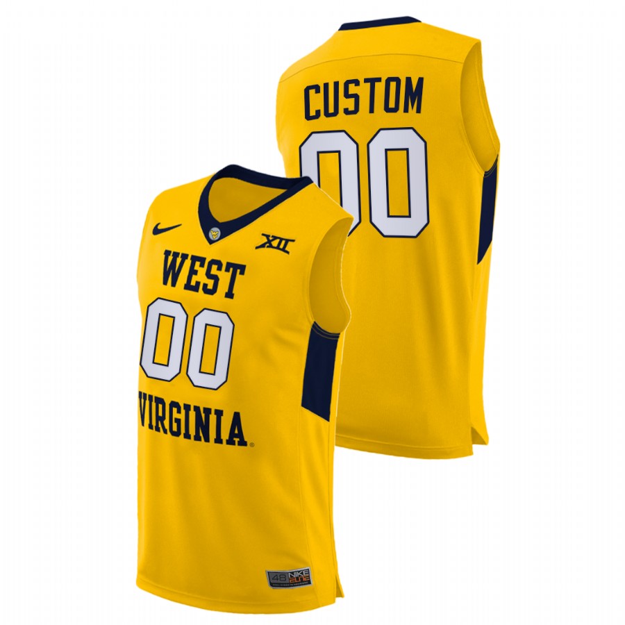 men west virginia mountaineers custom 2020 21 authentic alternate yellow jersey