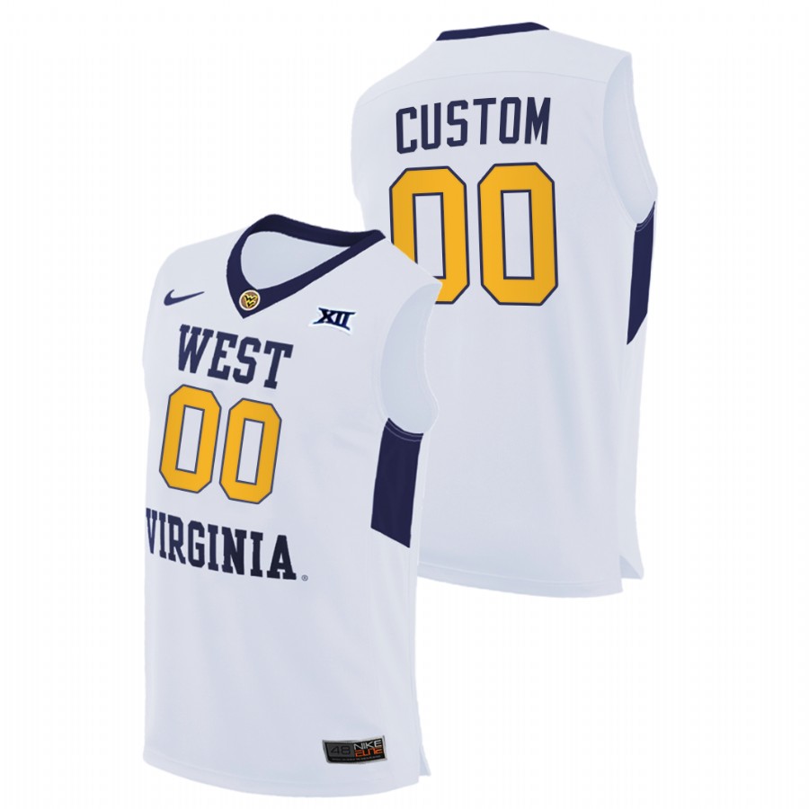 men west virginia mountaineers custom 2020 21 authentic home white jersey