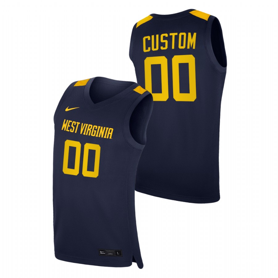 men west virginia mountaineers custom 2020 21 college basketball replica navy jersey