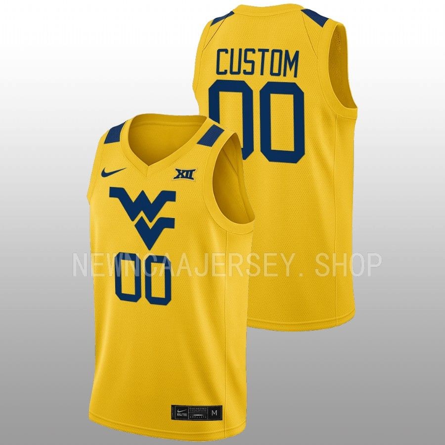 men west virginia mountaineers custom 2022 23 alternate basketball gold jersey