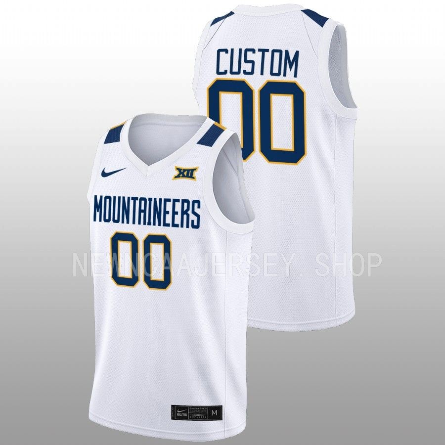 men west virginia mountaineers custom 2022 23 home basketball white jersey
