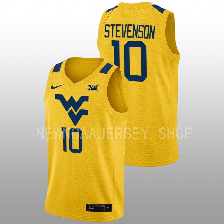 men west virginia mountaineers erik stevenson 2022 23 alternate basketball gold jersey