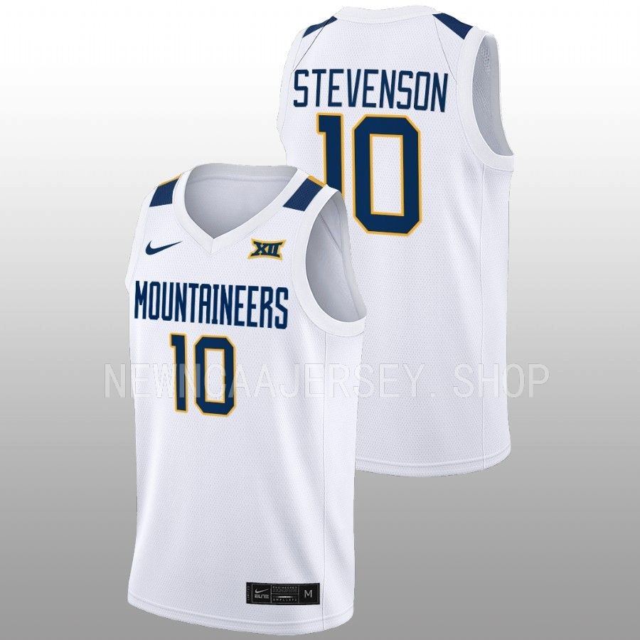 men west virginia mountaineers erik stevenson 2022 23 home basketball white jersey