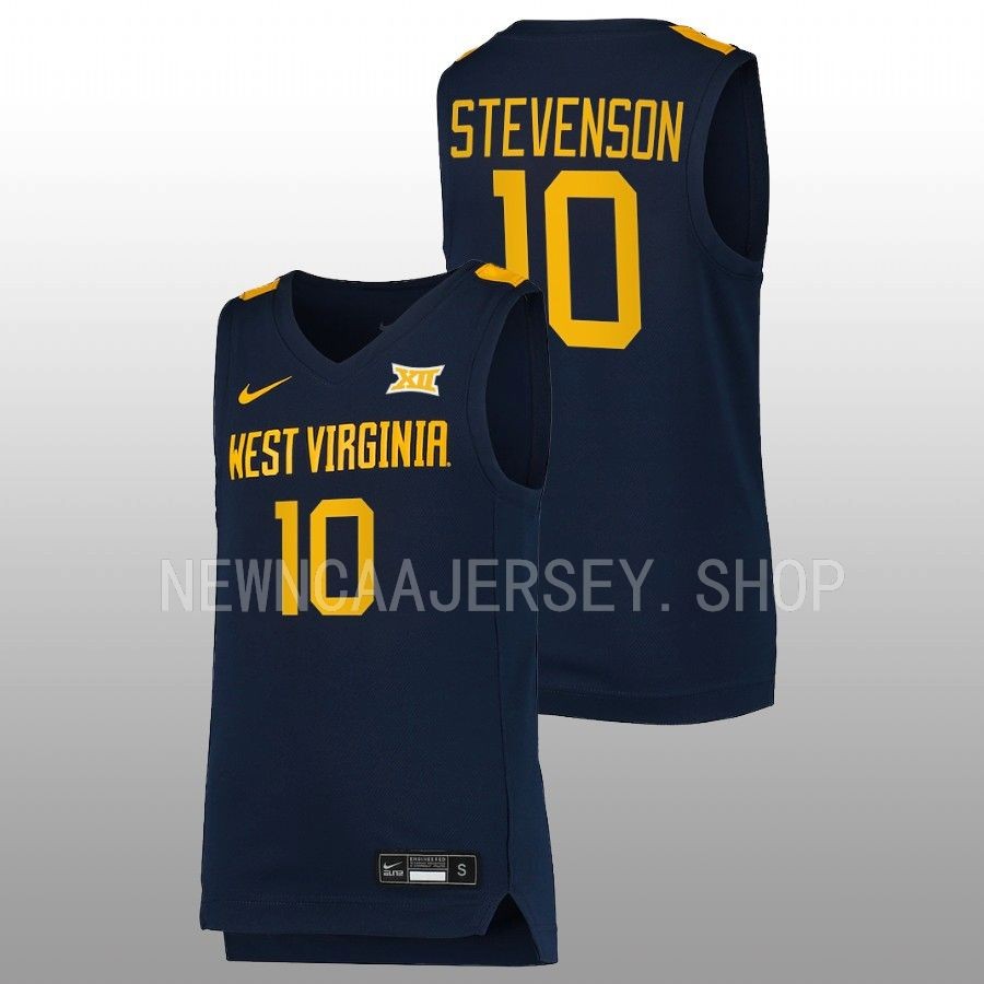 men west virginia mountaineers erik stevenson 2022 23 replica college basketball navy jersey