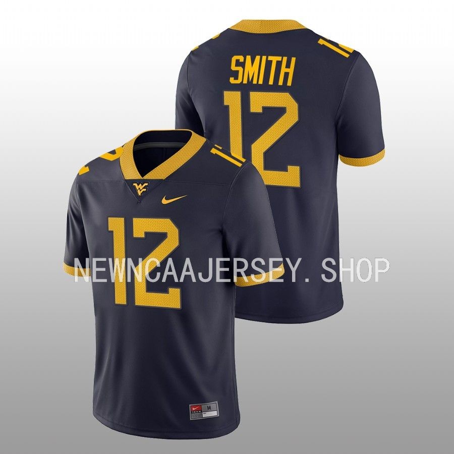 men west virginia mountaineers geno smith game college football navy jersey