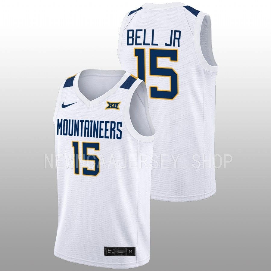 men west virginia mountaineers jimmy bell jr. 2022 23 home basketball white jersey