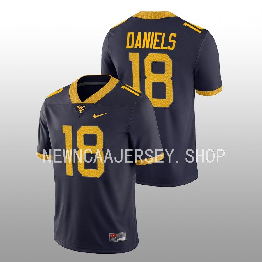 men west virginia mountaineers jt daniels game college football navy jersey