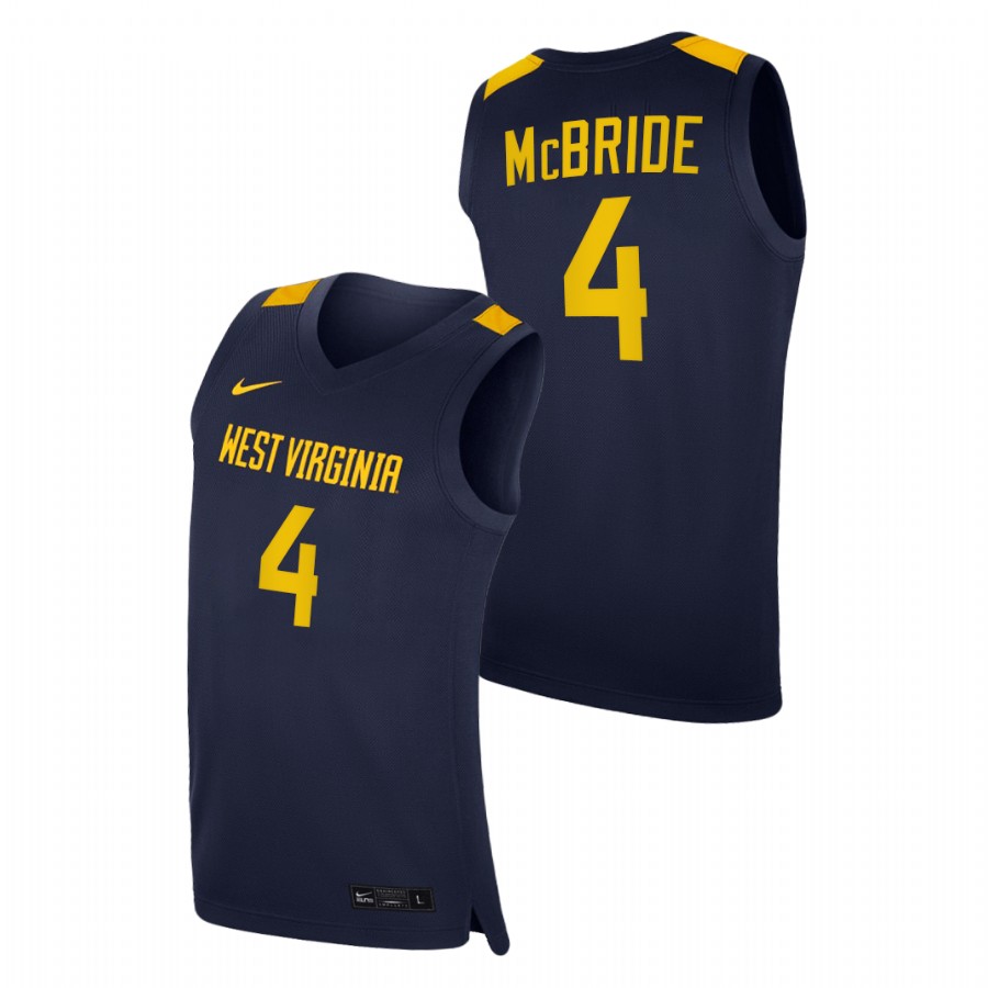 men west virginia mountaineers miles mcbride 2020 21 college basketball replica navy jersey