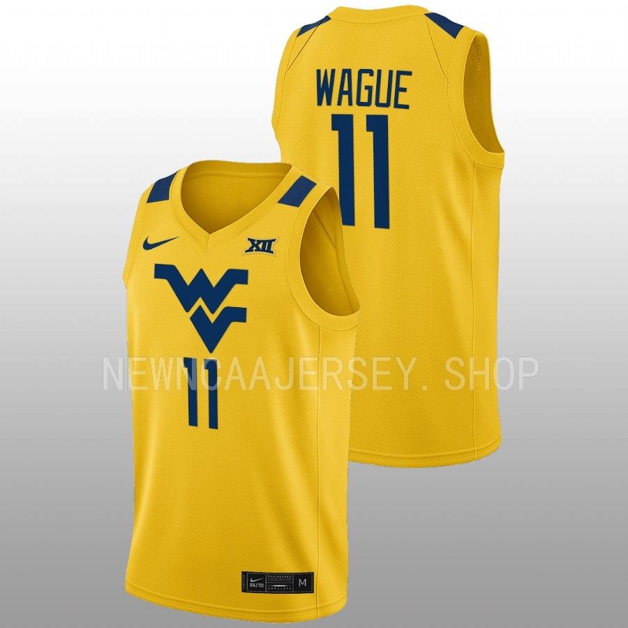 men west virginia mountaineers mohamed wague 2022 23 alternate basketball gold jersey