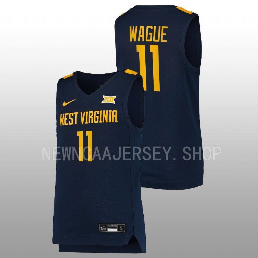 men west virginia mountaineers mohamed wague 2022 23 replica college basketball navy jersey
