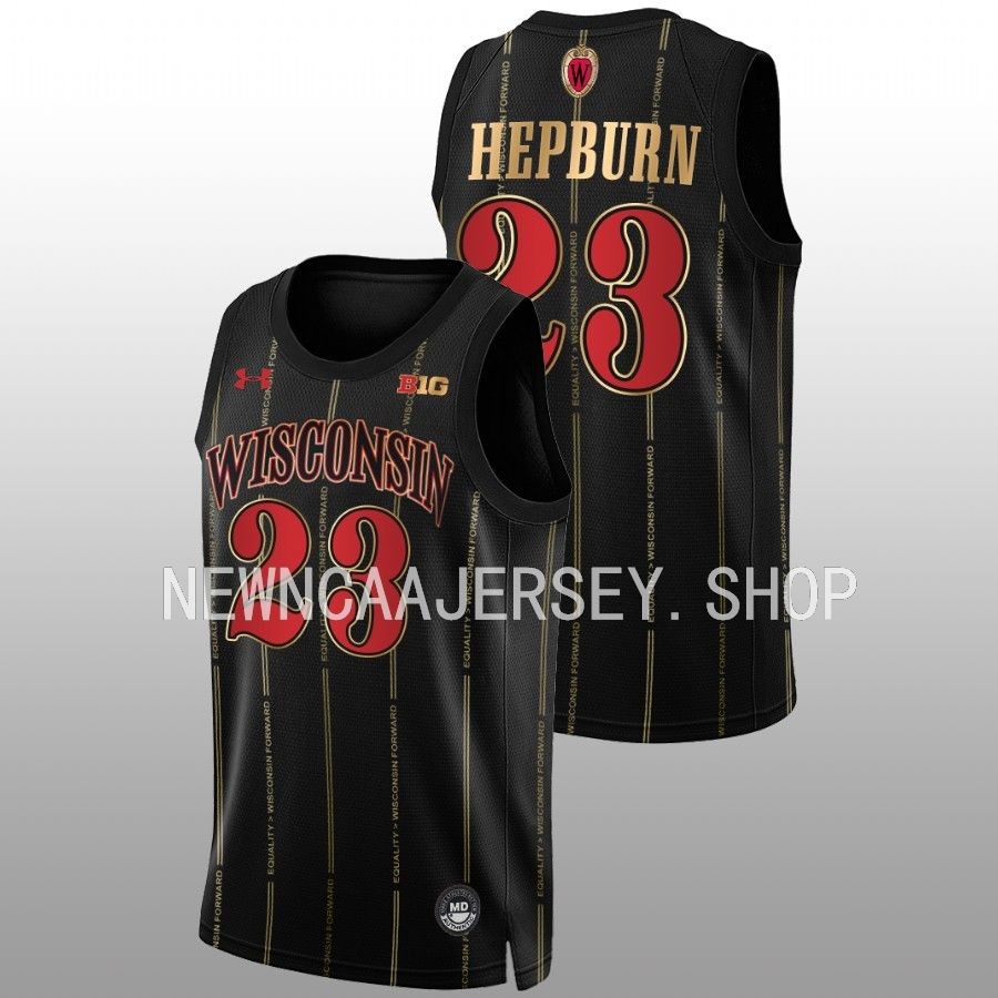 men wisconsin badgers chucky hepburn 2022 23 alternate basketball by the players black jersey