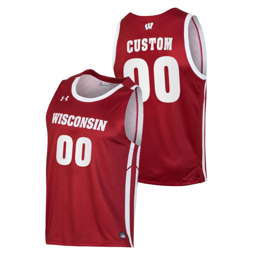 men wisconsin badgers custom 2020 21 college basketball replica red jersey