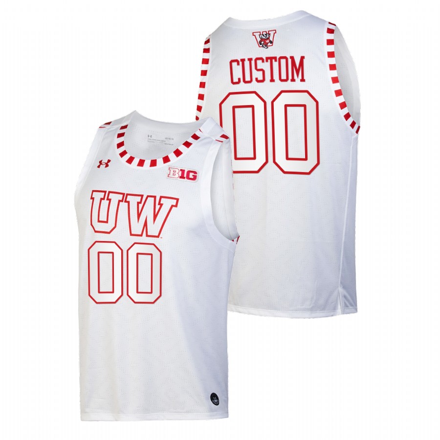 men wisconsin badgers custom 2021 22 alternate basketball by the players white jersey