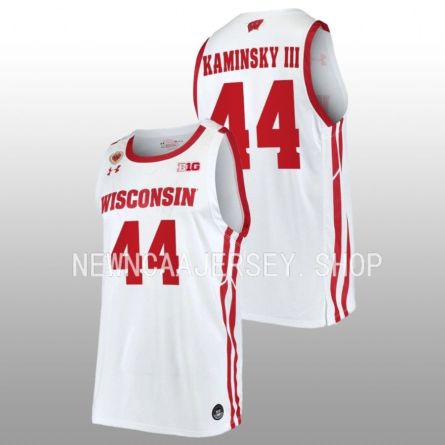 men wisconsin badgers frank kaminsky replica alumni basketball white jersey
