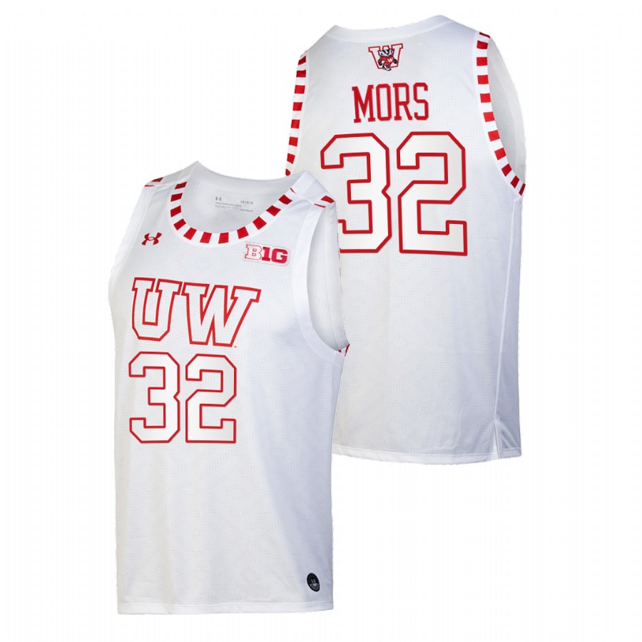 men wisconsin badgers matthew mors 2021 22 alternate basketball by the players white jersey