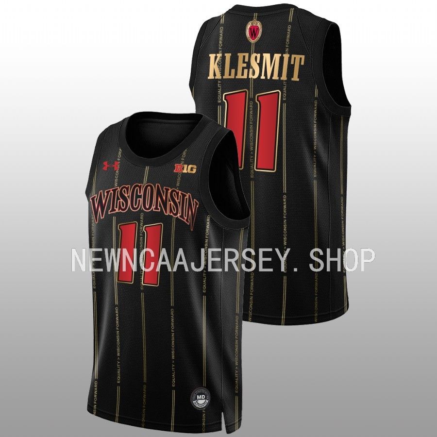 men wisconsin badgers max klesmit 2022 23 alternate basketball by the players black jersey