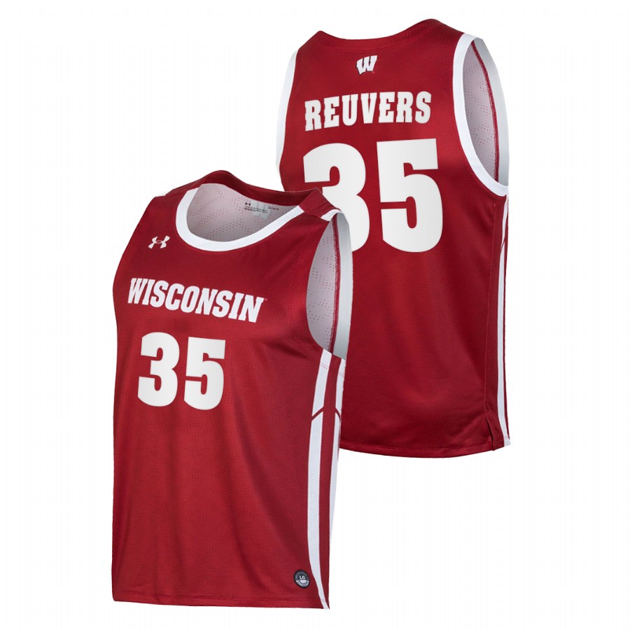 men wisconsin badgers nate reuvers 2020 21 college basketball replica red jersey
