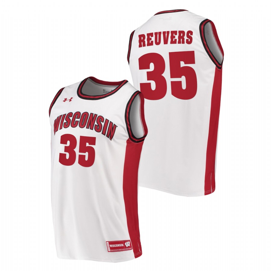 men wisconsin badgers nate reuvers 2020 21 college basketball replica white jersey