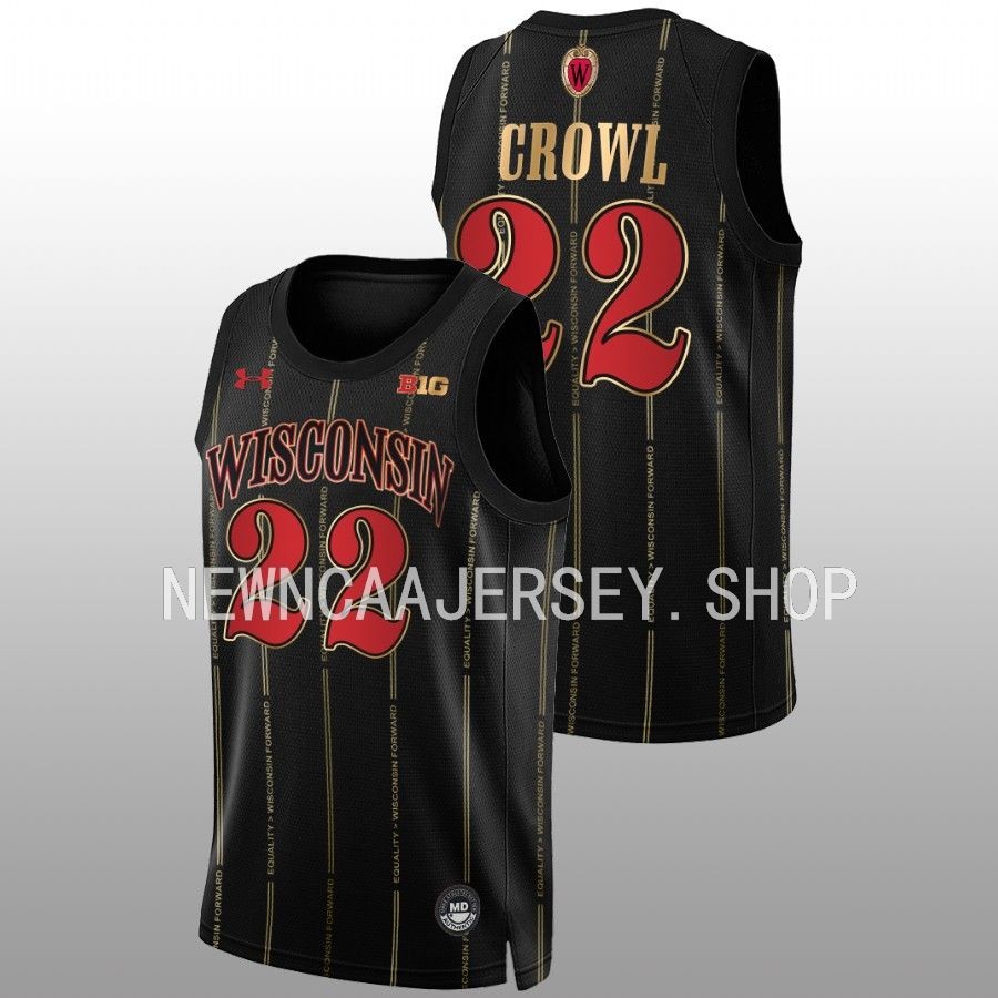 men wisconsin badgers steven crowl 2022 23 alternate basketball by the players black jersey
