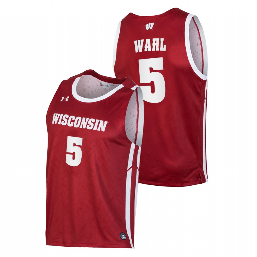 men wisconsin badgers tyler wahl 2020 21 college basketball replica red jersey