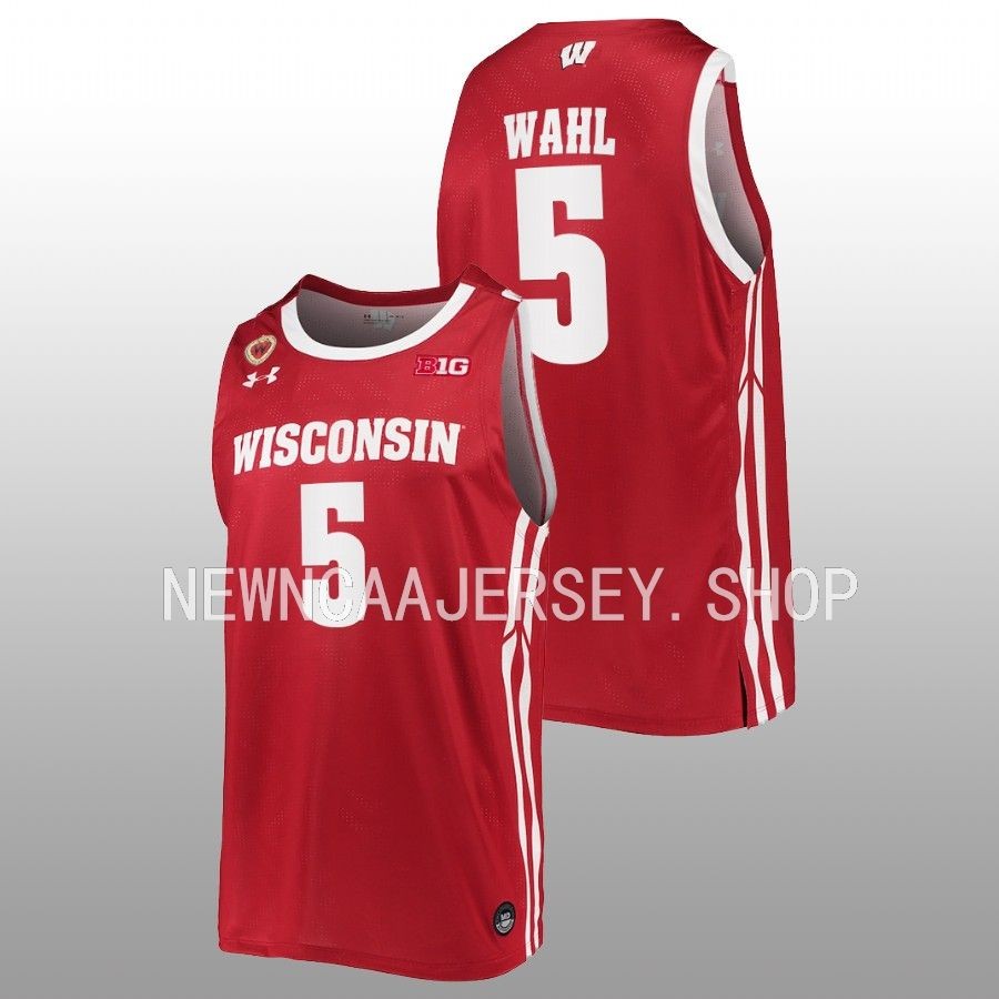 men wisconsin badgers tyler wahl 2022 23 replica away basketball red jersey