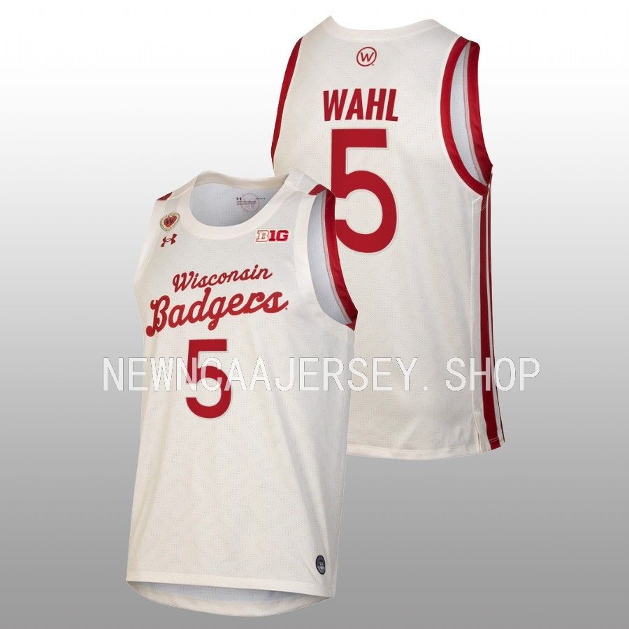 men wisconsin badgers tyler wahl white 2022 23retro basketball throwback jersey