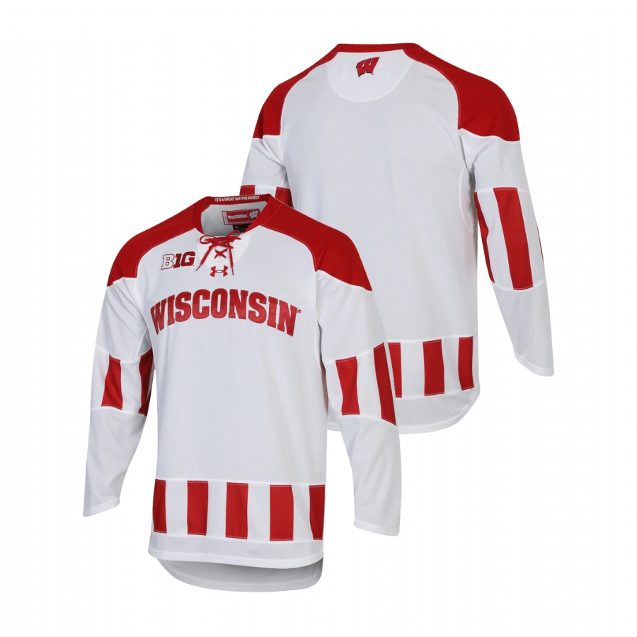 men wisconsin badgers white replica college hockey jersey