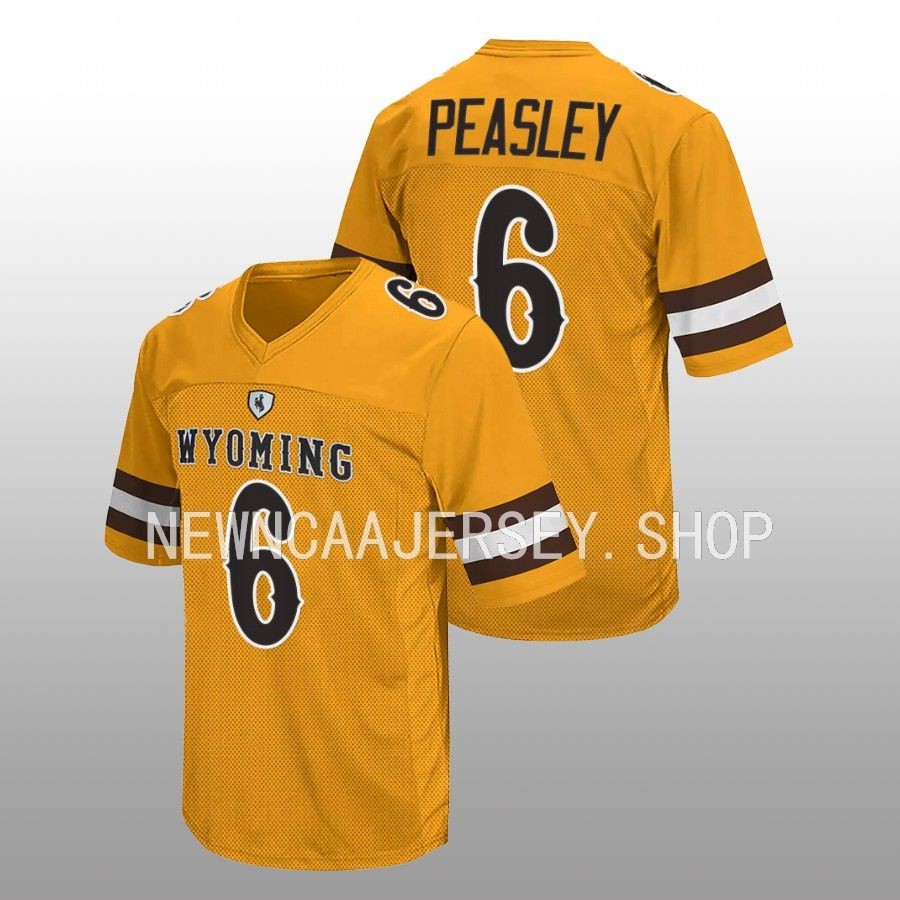 men wyoming cowboys andrew peasley 2022 retro college football gold jersey