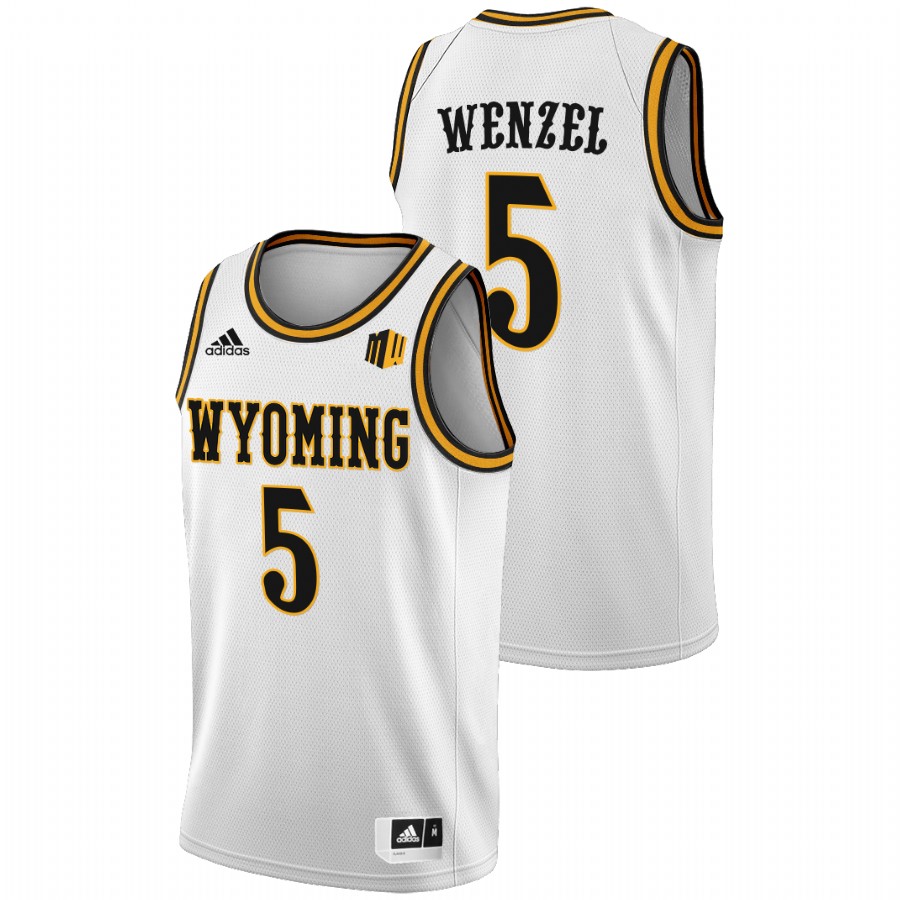 men wyoming cowboys brendan wenzel 2022 college basketball white jersey