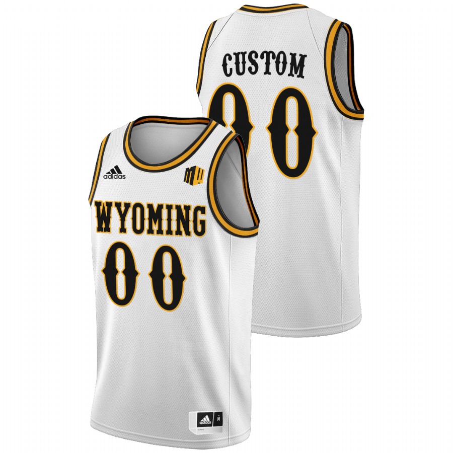 men wyoming cowboys custom 2022 college basketball white jersey