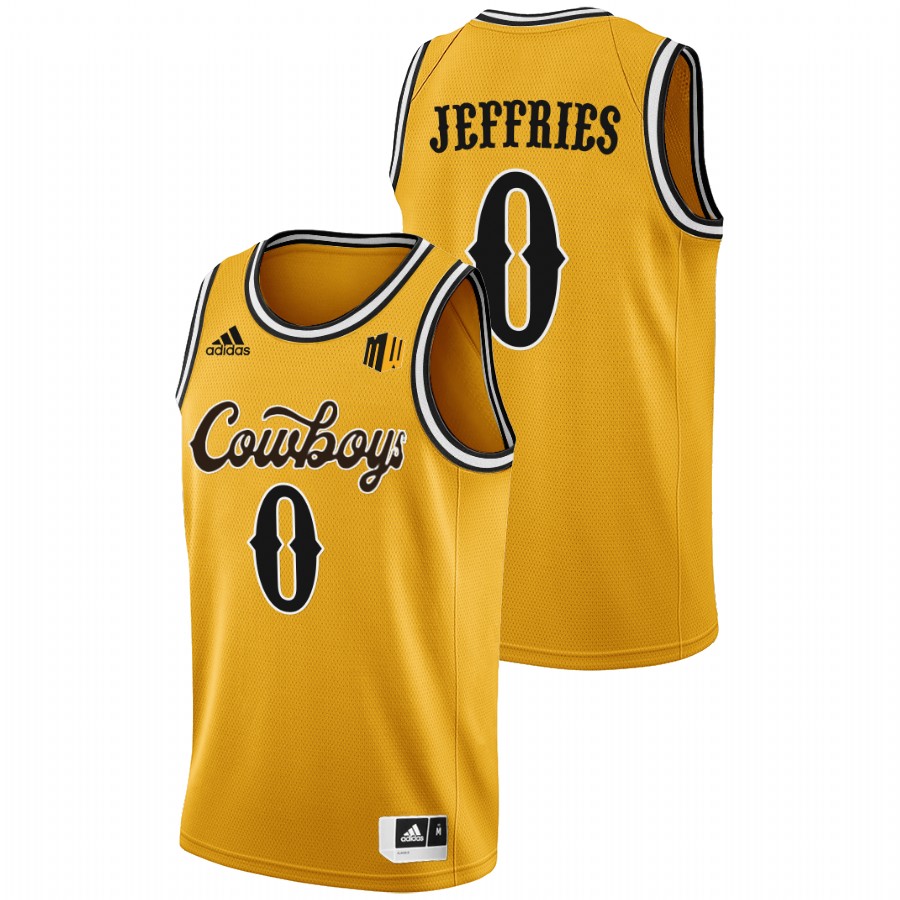 men wyoming cowboys drake jeffries 2022 college basketball gold jersey