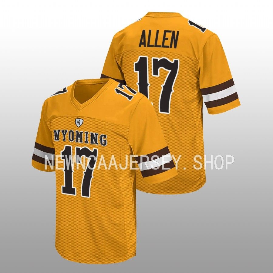 men wyoming cowboys josh allen 2022 retro college football gold jersey
